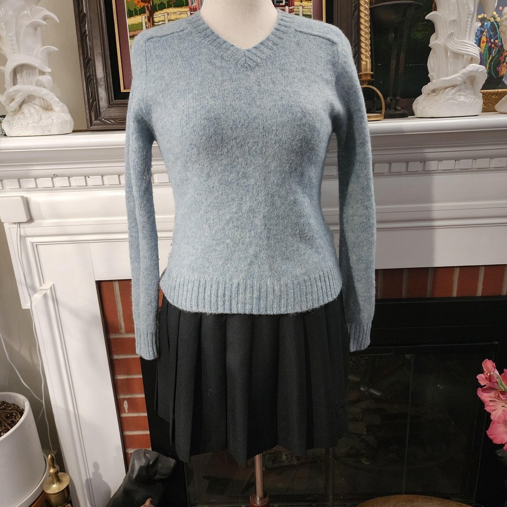 M‎ Express Bleus Vintage 100% Wool Blue Gray Sweater